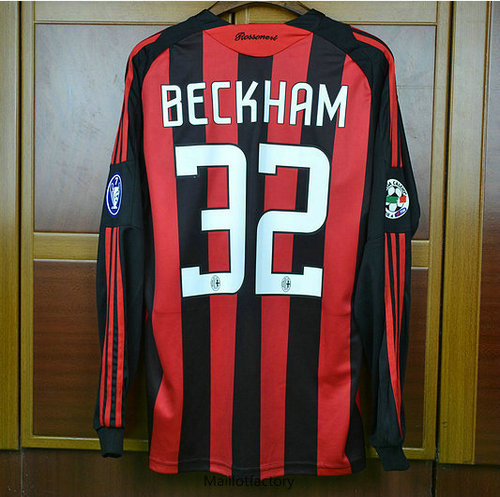 Prix Retro Maillot du AC Milan 2008-09 Manche Longue Domicile (32#Beckham)