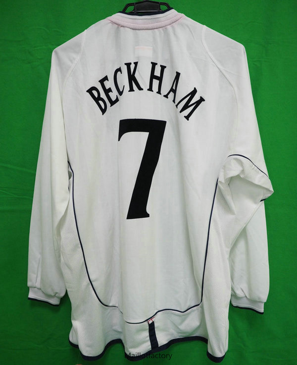 Nouveaux Retro Maillot du Angleterre Coupe du Monde 2002 Manche Longue Domicile (7#Beckham)