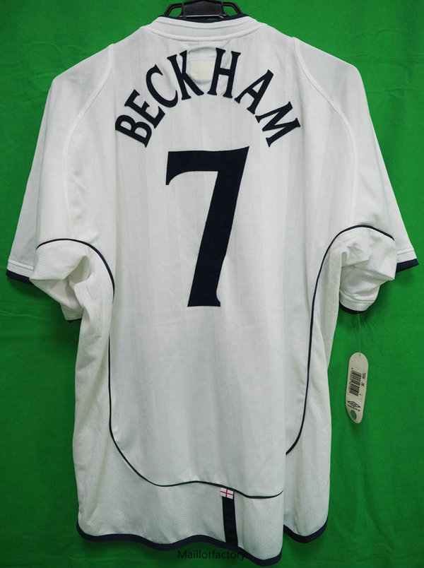 Soldes Retro Maillot du Angleterre Coupe du Monde 2002 Domicile (7#Beckham)