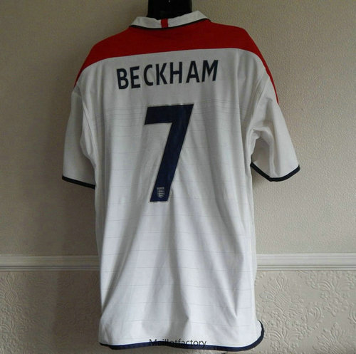 Nouveaux Retro Maillot du Angleterre Coupe du Monde 2004 Domicile (7#Beckham)