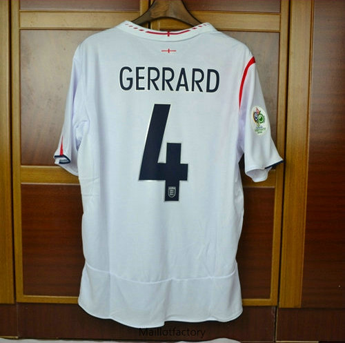 Pas cher Retro Maillot du Angleterre Coupe du Monde 2006 Domicile (4 Gerrard)