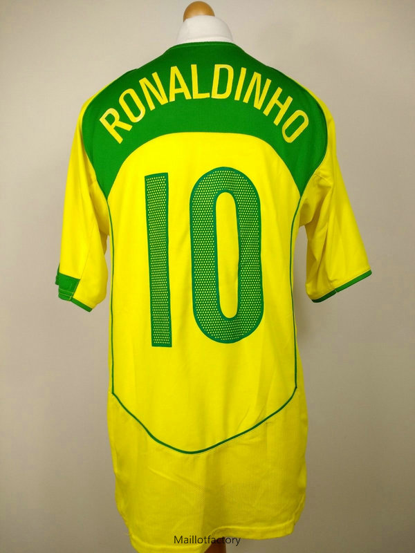 Flocage Retro Maillot du Bresil 2004 Domicile (10 Ronaldinho)