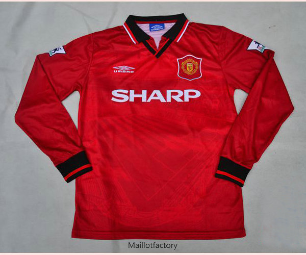 Pas cher Retro Maillot du Manchester United 1994 Manche Longue Domicile Rouge
