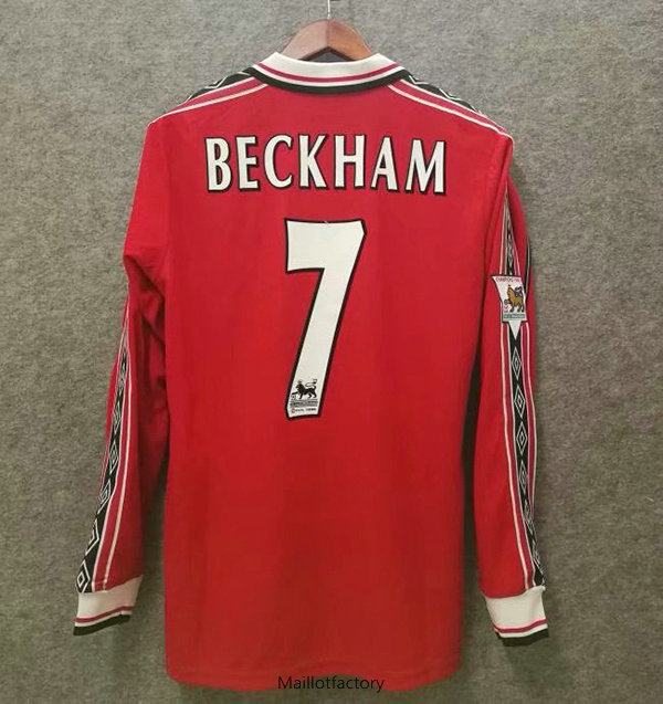 Achetés Retro Maillot du Manchester united 1998-99 Manche Longue Domicile (7#Beckham)