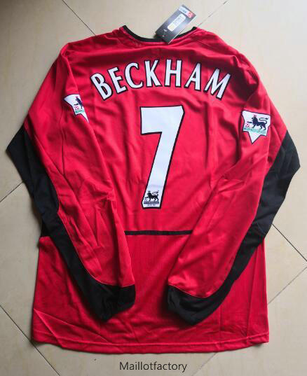 Nouveaux Retro Maillot du Manchester United 2002-03 Manche Longue Domicile (7#Beckham)