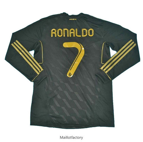 Prix Retro Maillot du Real Madrid 2011-12 Manche Longue Noir 7 Ronaldo Exterieur