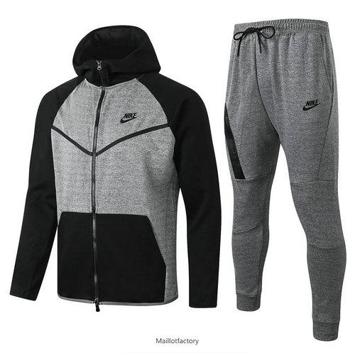 Soldes Veste Survetement Nike 2020/21 Gris/Noir manche Tech Fleece
