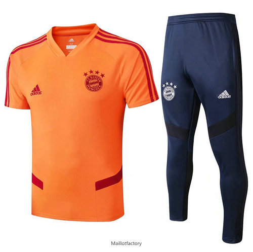Achetés Kit d'entrainement Maillot Bayern Munich 2019/20 Orange/Bleu Marine Col V