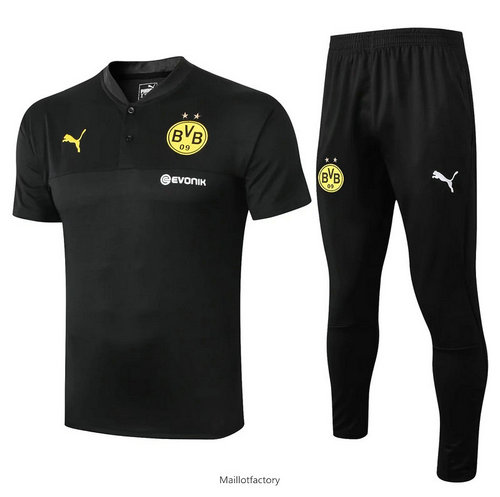 Vente Kit d'entrainement Maillot Borussia Dortmund 2019/20 Noir Col V