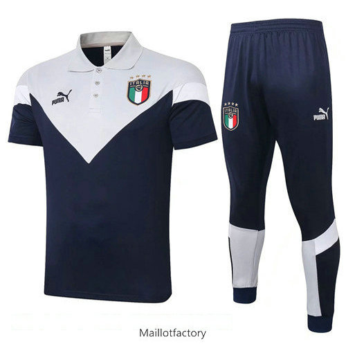 Pas cher Kit d'entrainement Maillot Italie POLO 2020/21 Bleu Marine/Blanc