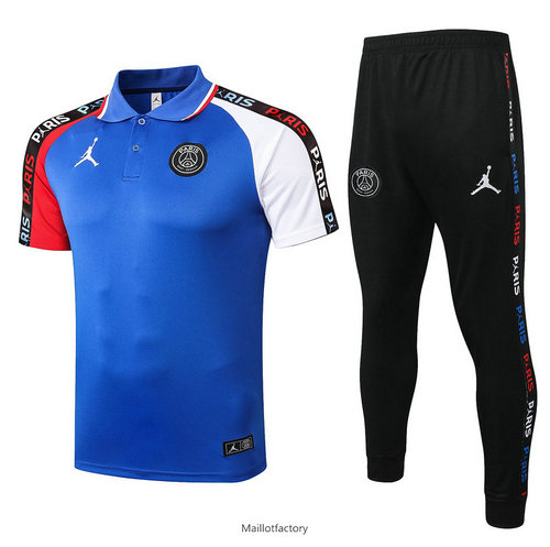 Soldes Kit d'entrainement Maillot Jordan POLO 2020/21 Bleu/Rouge/Blanc