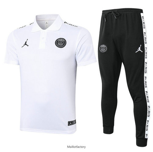 Achetez Kit d'entrainement Maillot PSG Jordan POLO 2020/21 Blanc