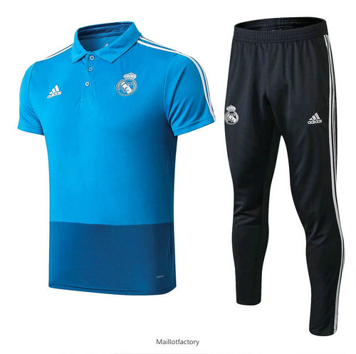 Vente Kit d'entrainement Maillot Real Madrid POLO 2019/20 Bleu/Noir