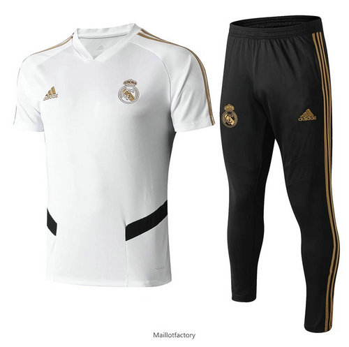 Achetés Kit d'entrainement Maillot Real Madrid 2019/20 Blanc/Noir Col V